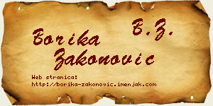 Borika Zakonović vizit kartica
